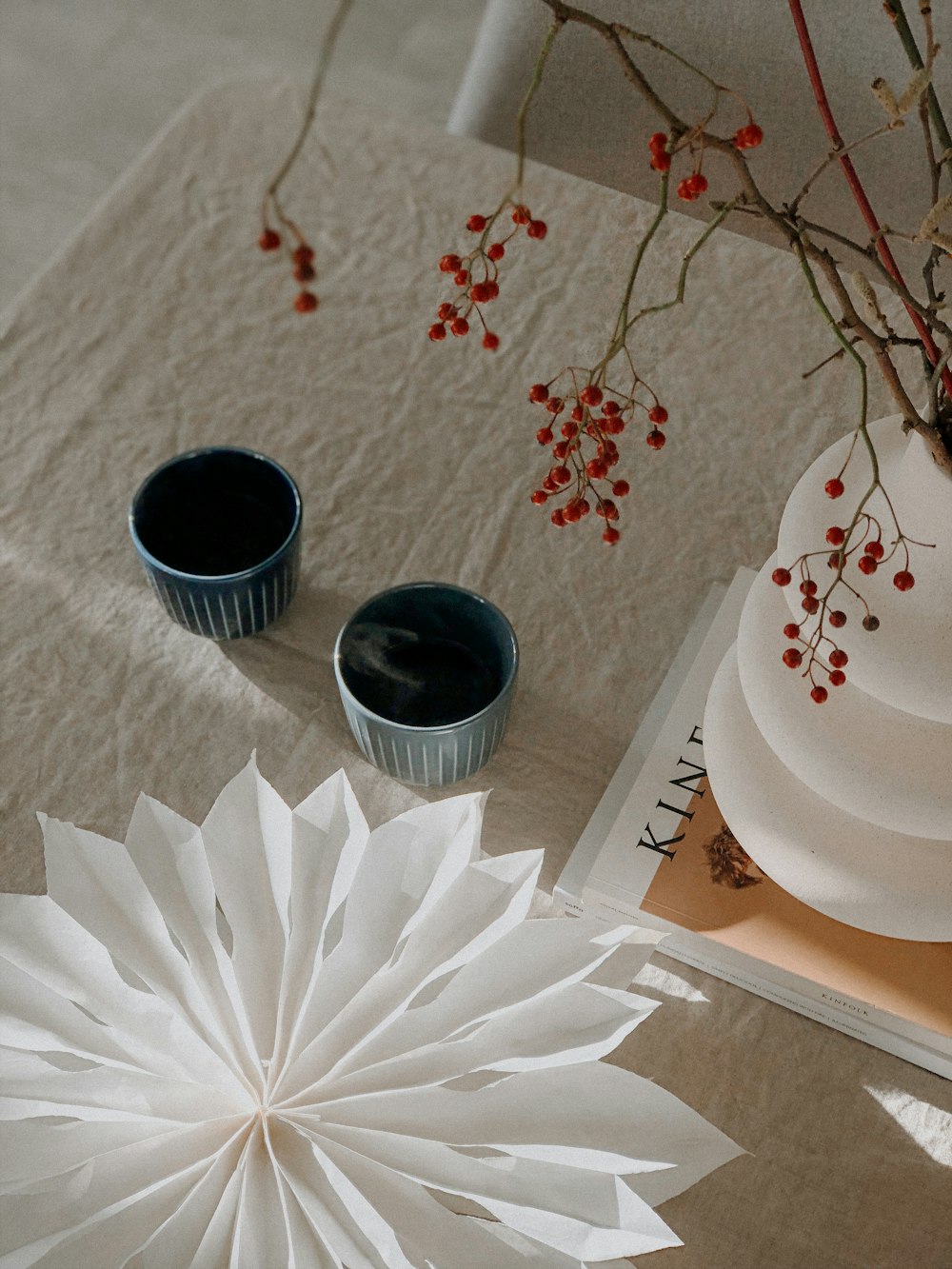 white ceramic bowl on white paper