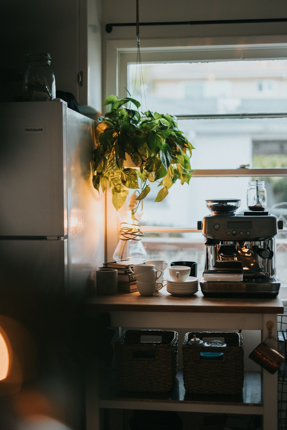 silver and black espresso machine