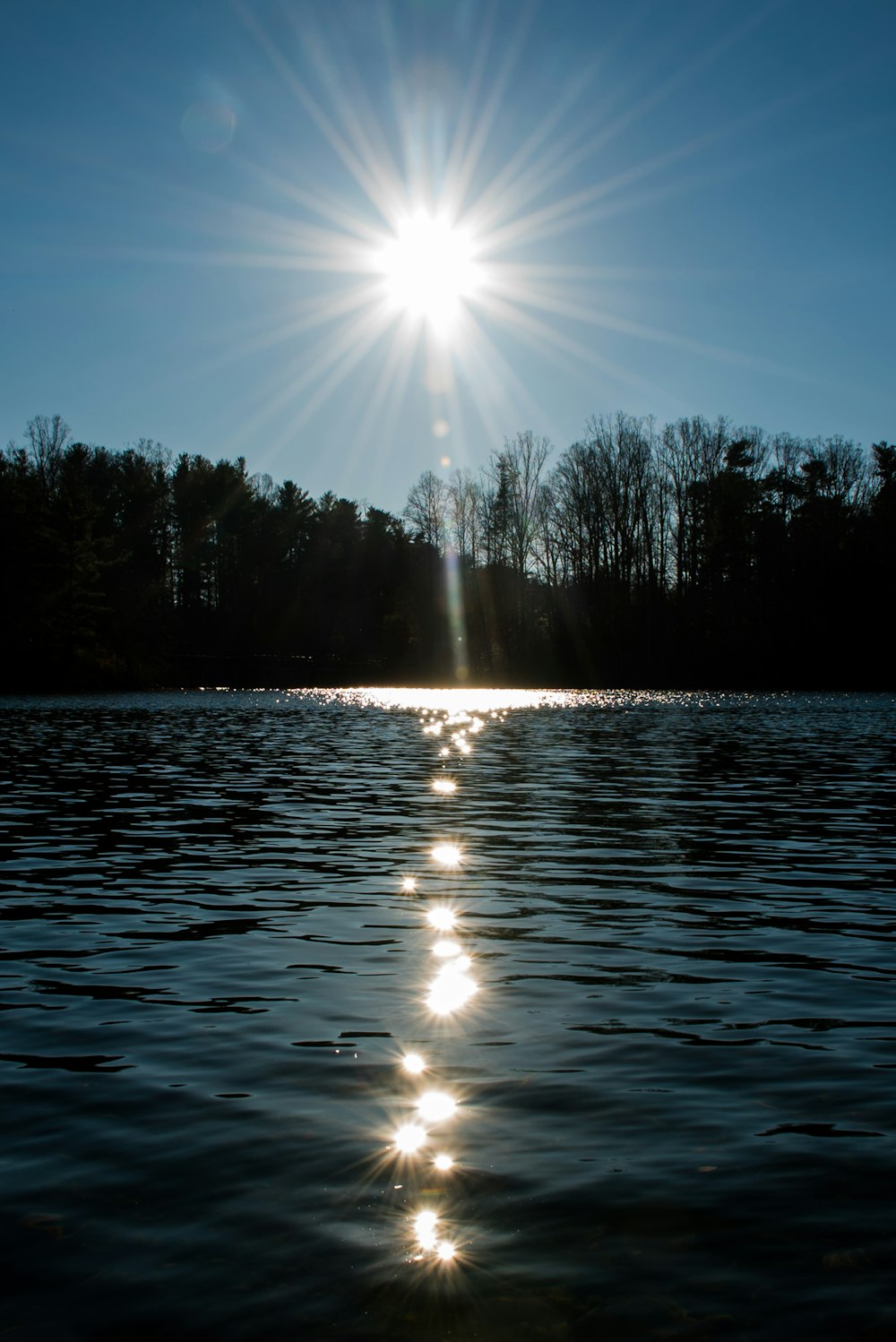 Rayos de sol sobre el cuerpo de agua