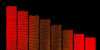Colorful sound equalizer bars pulsing rhythmically against a black background.