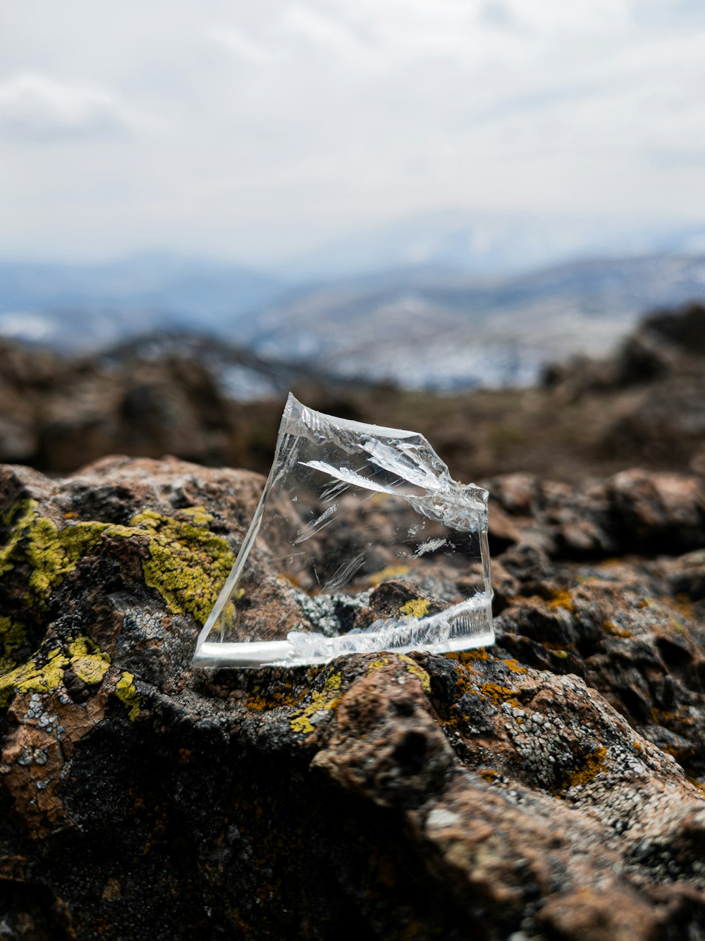 clear glass on brown rock