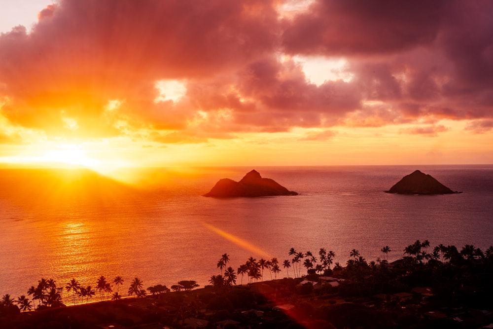 silhouette of mountain during sunset