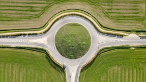 aerial view of green grass field