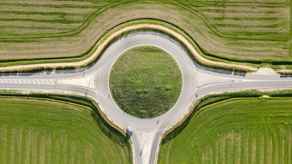 aerial view of green grass field