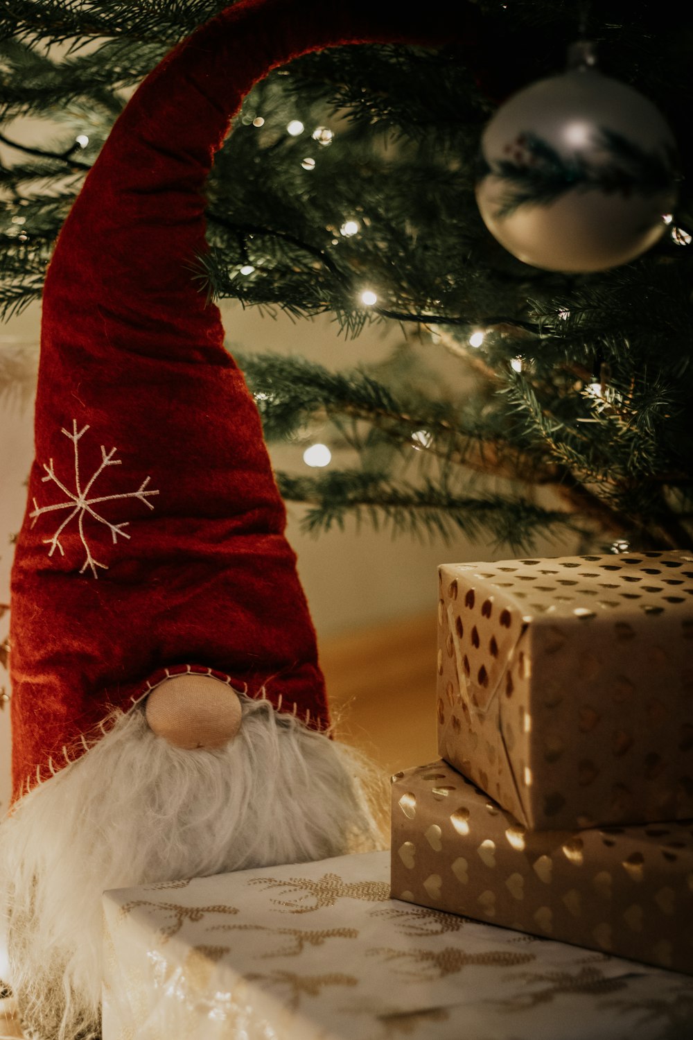 red and white christmas stocking