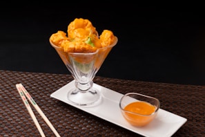 ice cream in clear glass cup