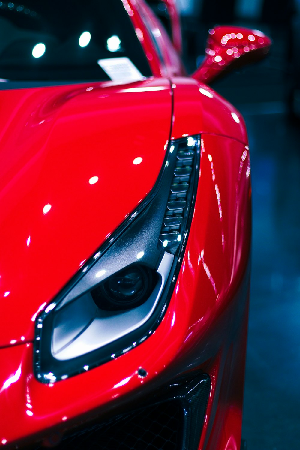 red car with silver door handle