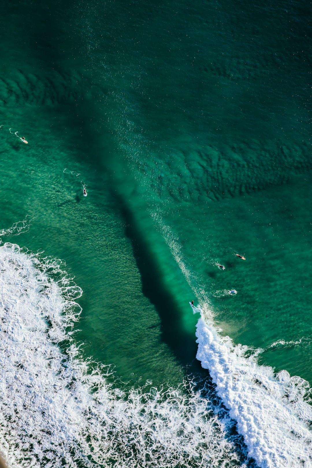 aerial view of ocean waves