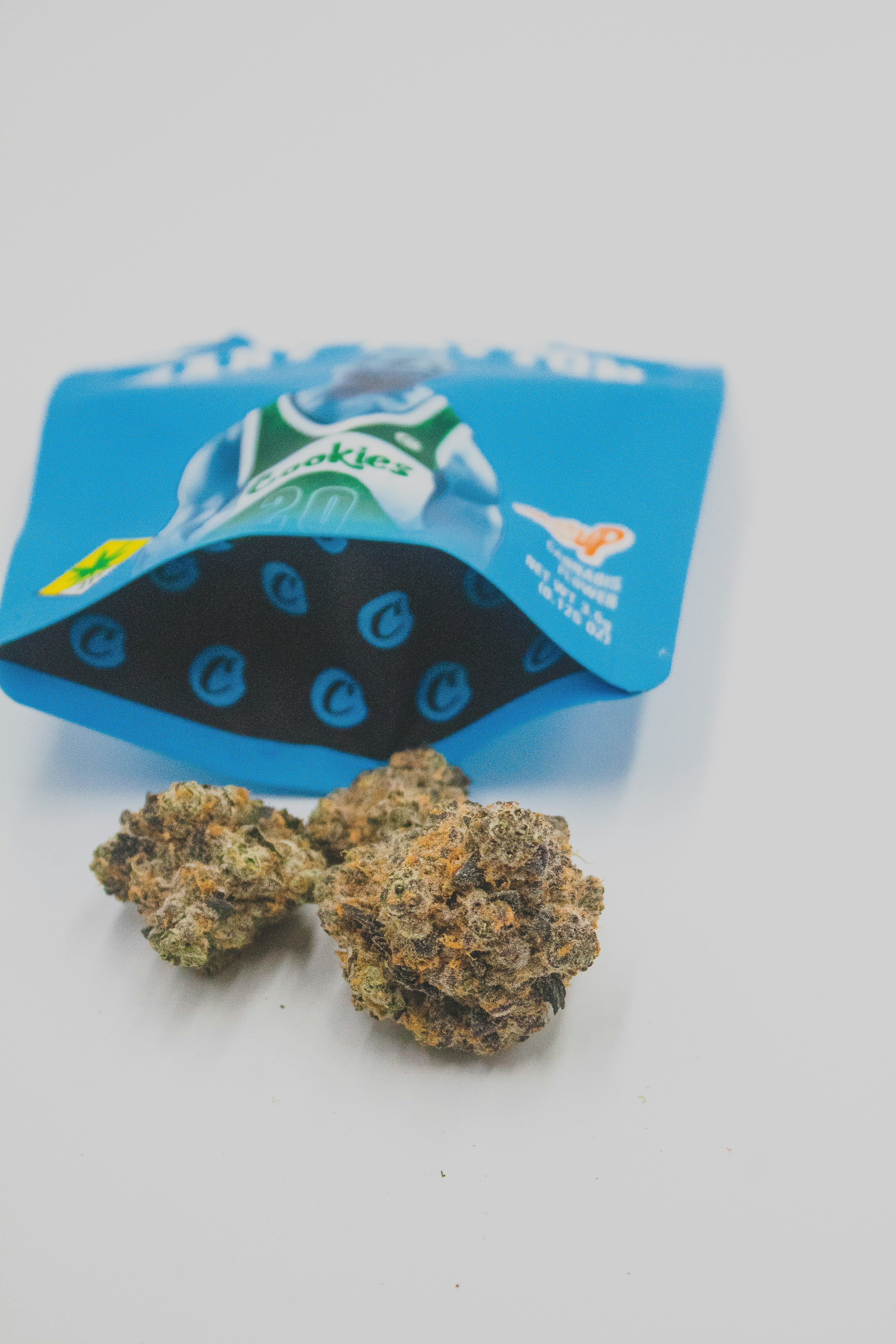 blue and white labeled box