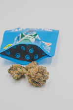 blue and white labeled box