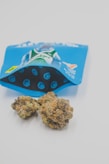 blue and white labeled box