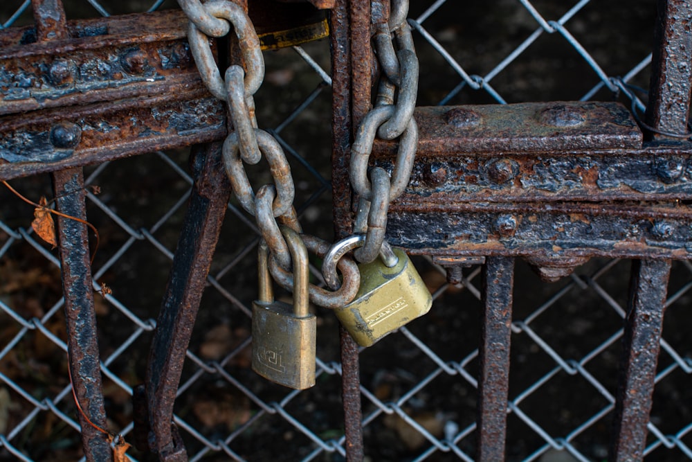 padlock on chain link fence