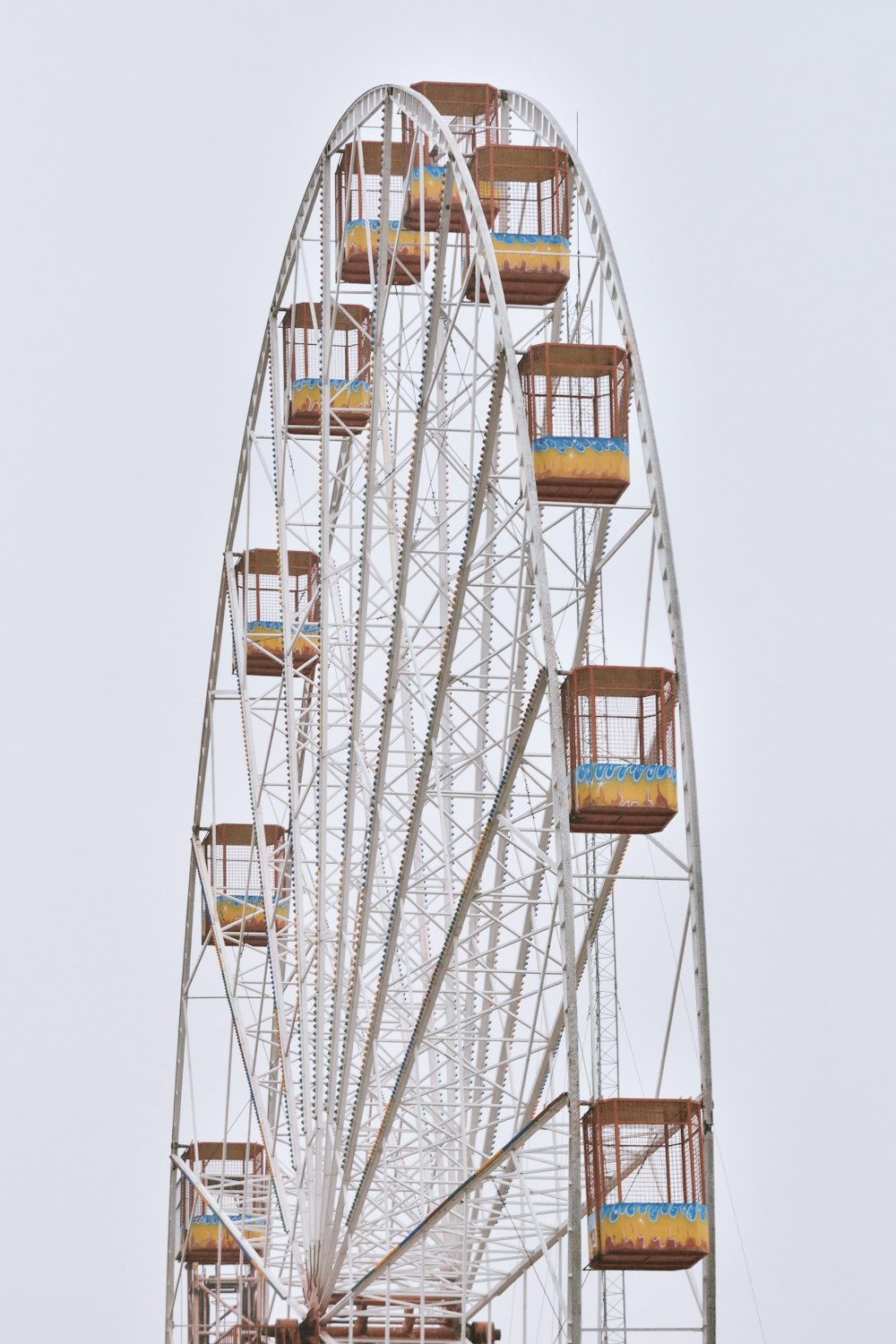 white and orange cable cars