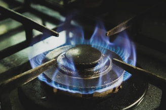 black and white gas stove