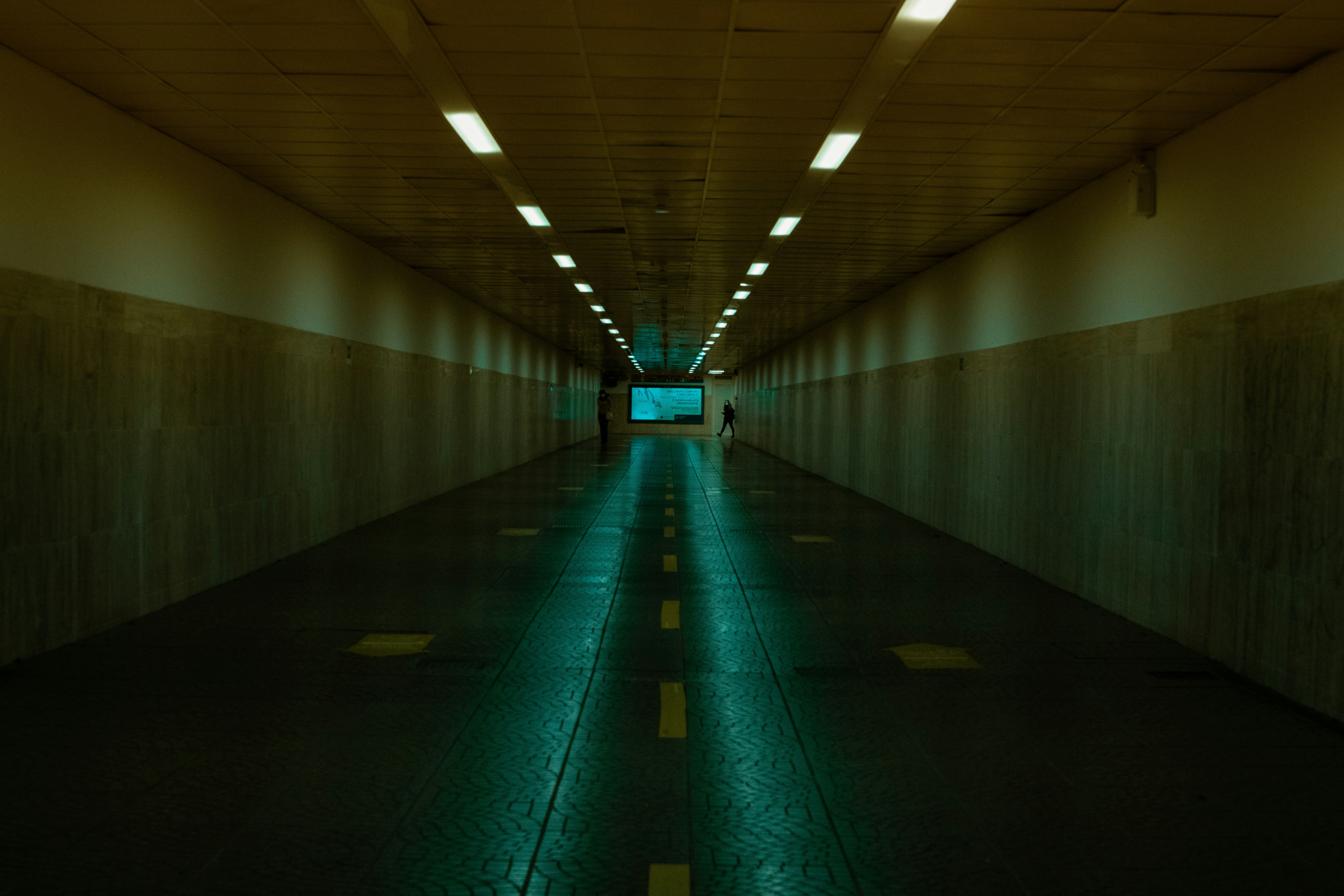 green light in a tunnel