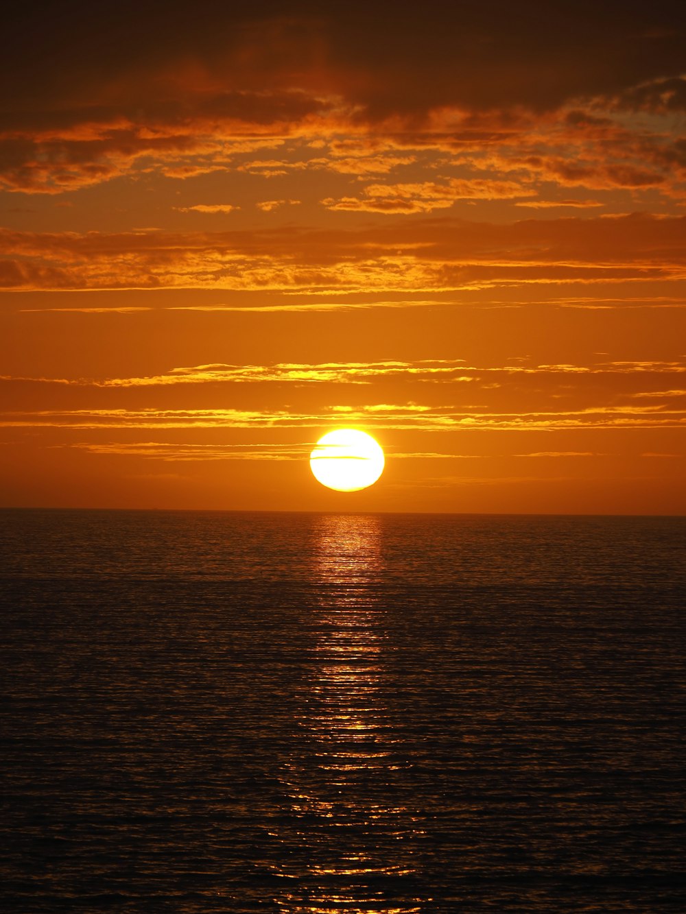 body of water during sunset