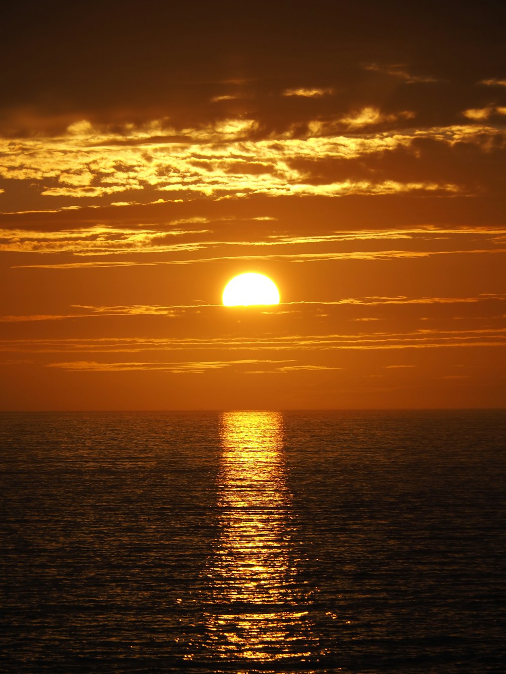 body of water during sunset