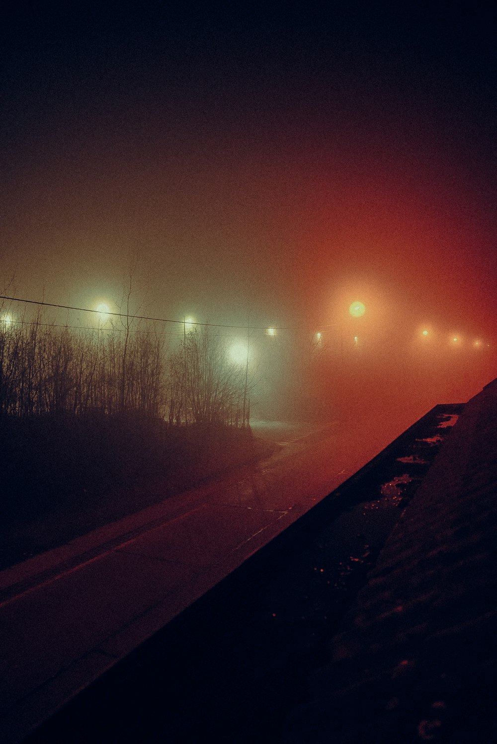 black asphalt road during night time