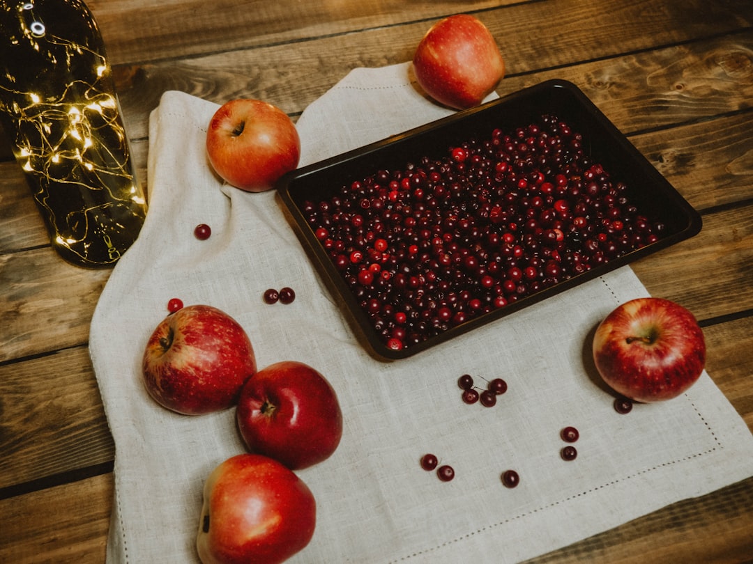 red apples on black tray