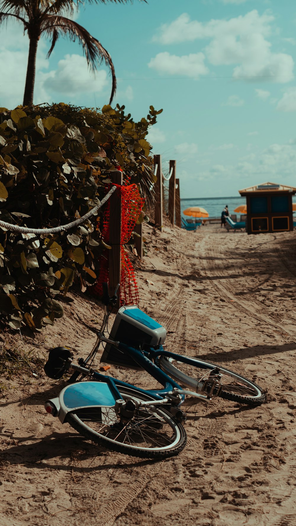 Bicicleta estacionada junto a la valla de madera durante el día