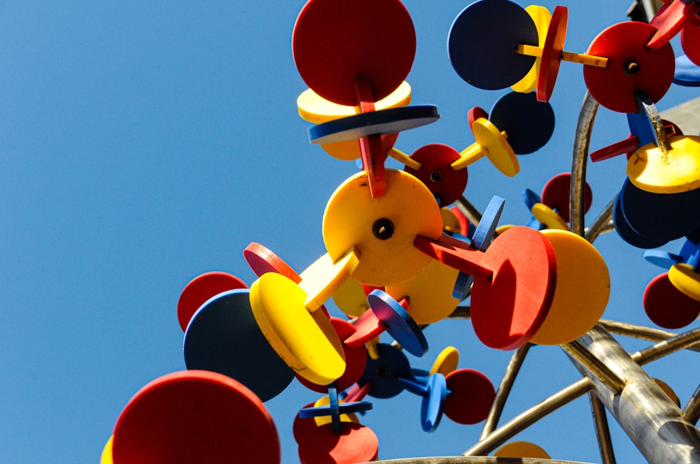 red yellow and blue balloons