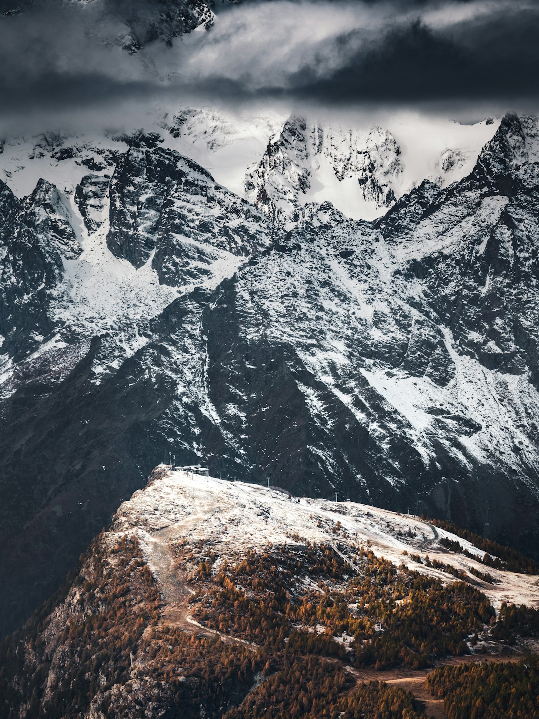 black and white mountain range