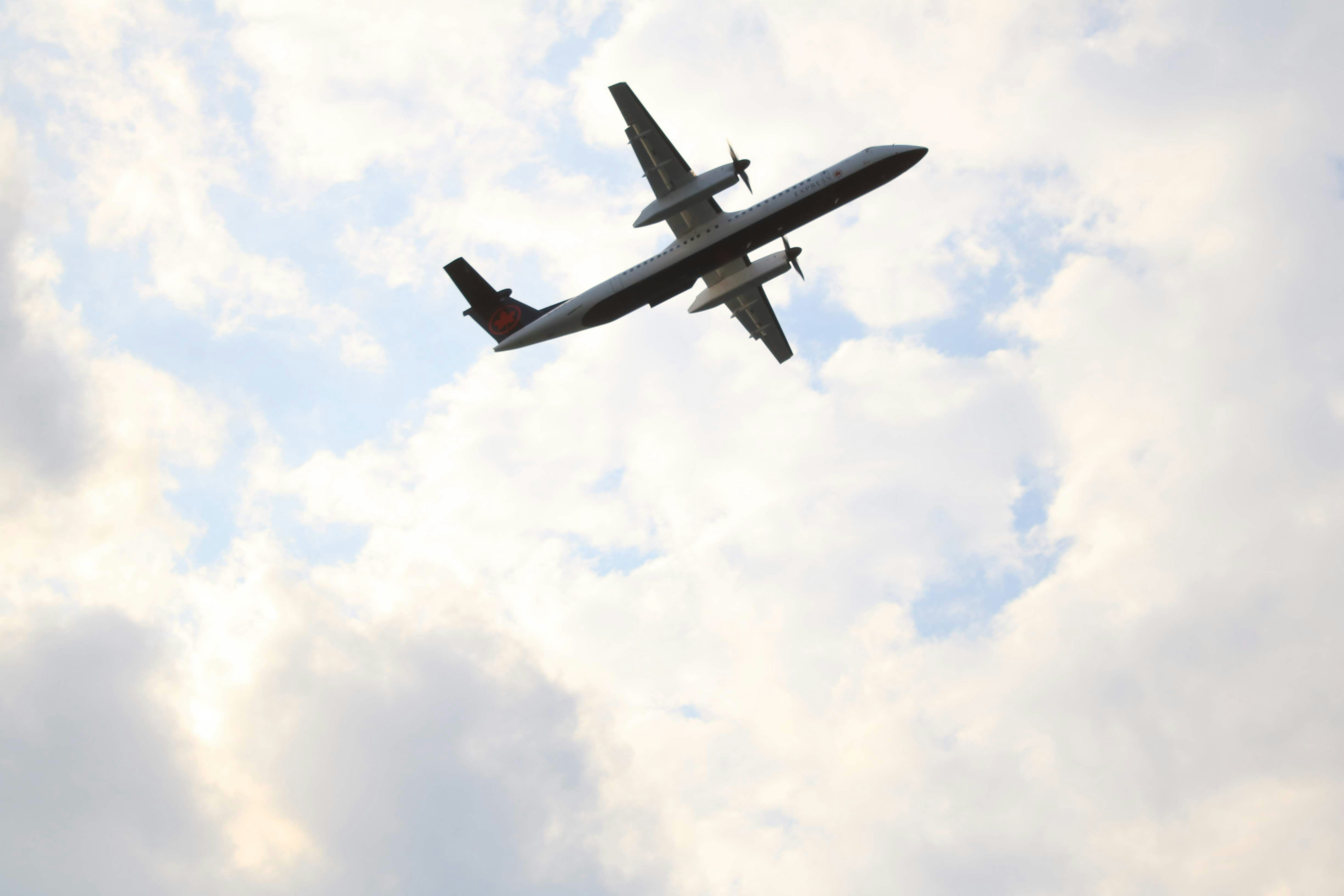 black airplane in mid air during daytime, 