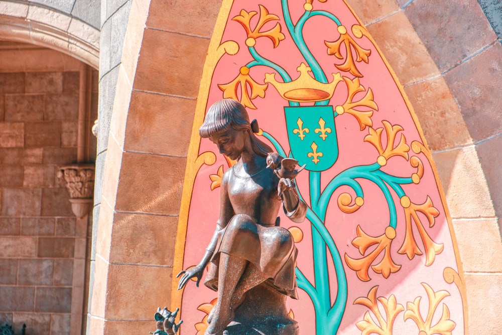 woman in black dress statue