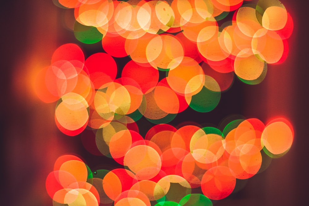 green and orange bokeh lights