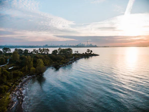 A serene view of the Ivorian lagoon bordered by lush mangroves and local fishermen at dawn.