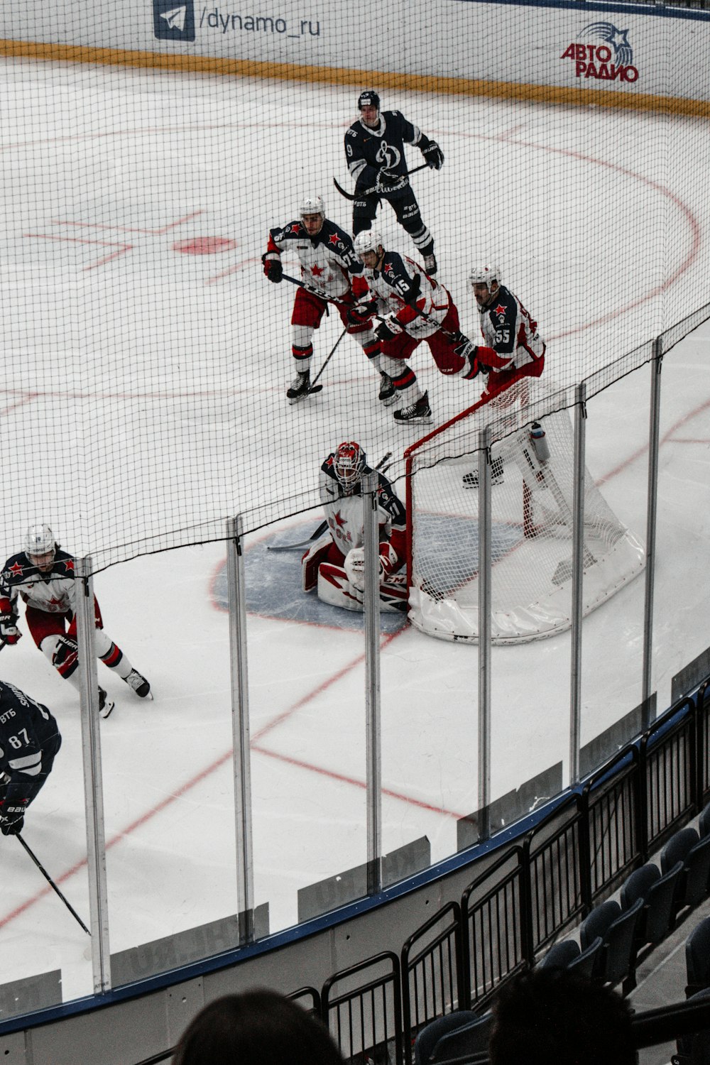 ice hockey players on ice hockey field