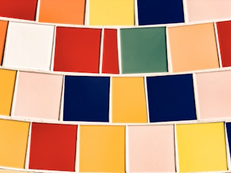 yellow red blue and white textile