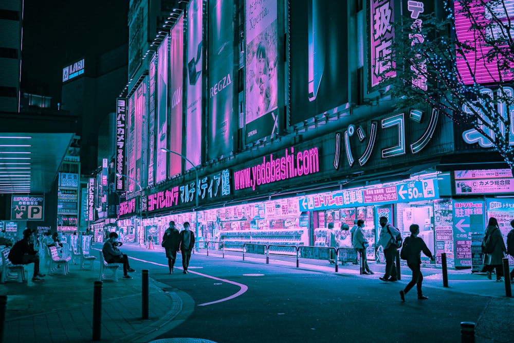 people walking on pedestrian lane during night time