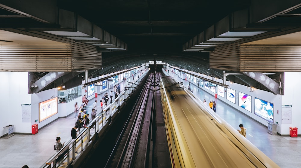 people walking on train station