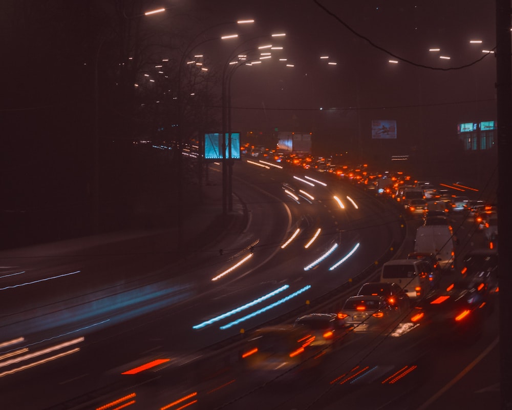 cars on road during night time