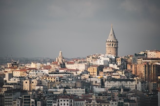 A cozy medieval tower with a panoramic view of the city.