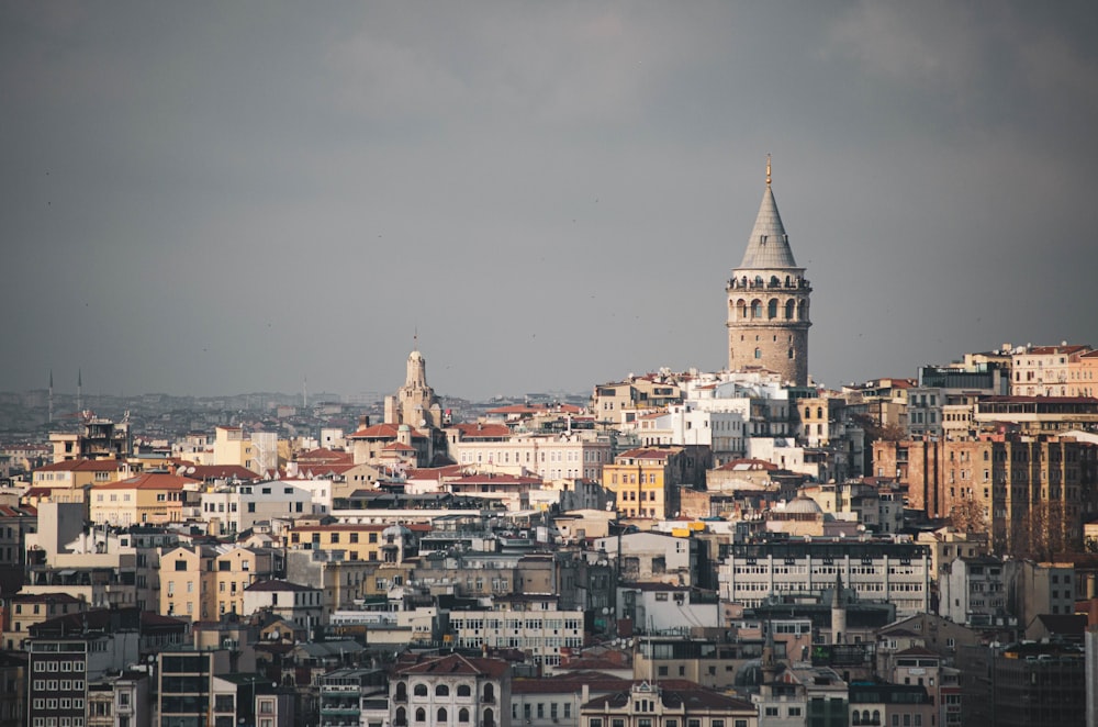 city with high rise buildings under gray sky during daytime