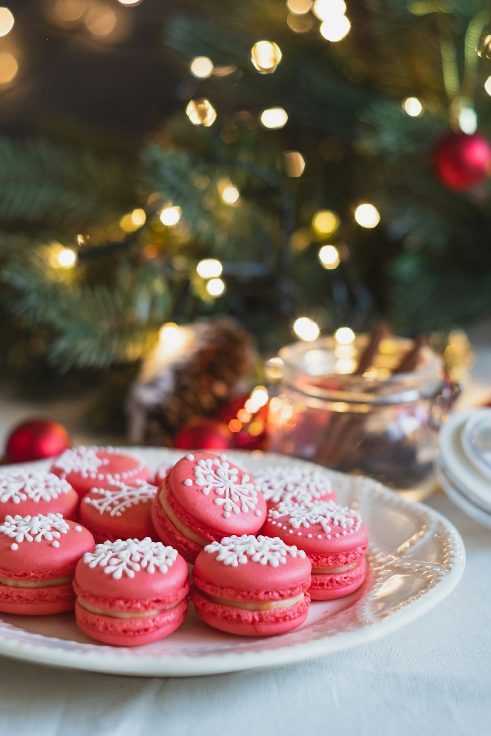 red and white cupcakes on clear glass tray