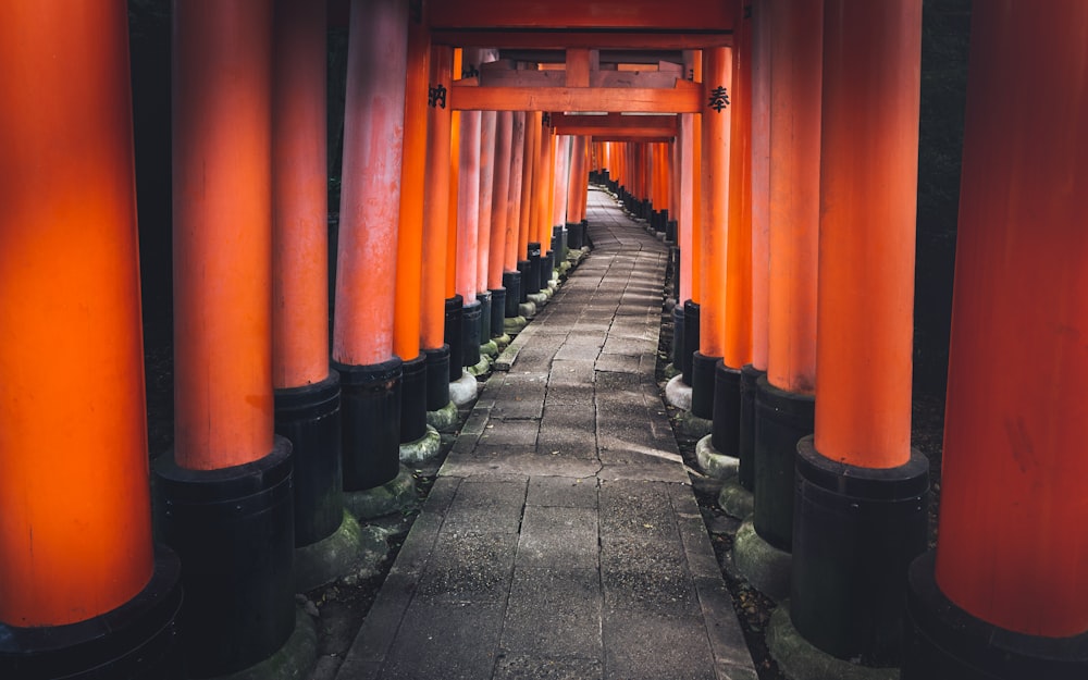 black and orange concrete hallway