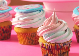 cupcakes with white icing on top