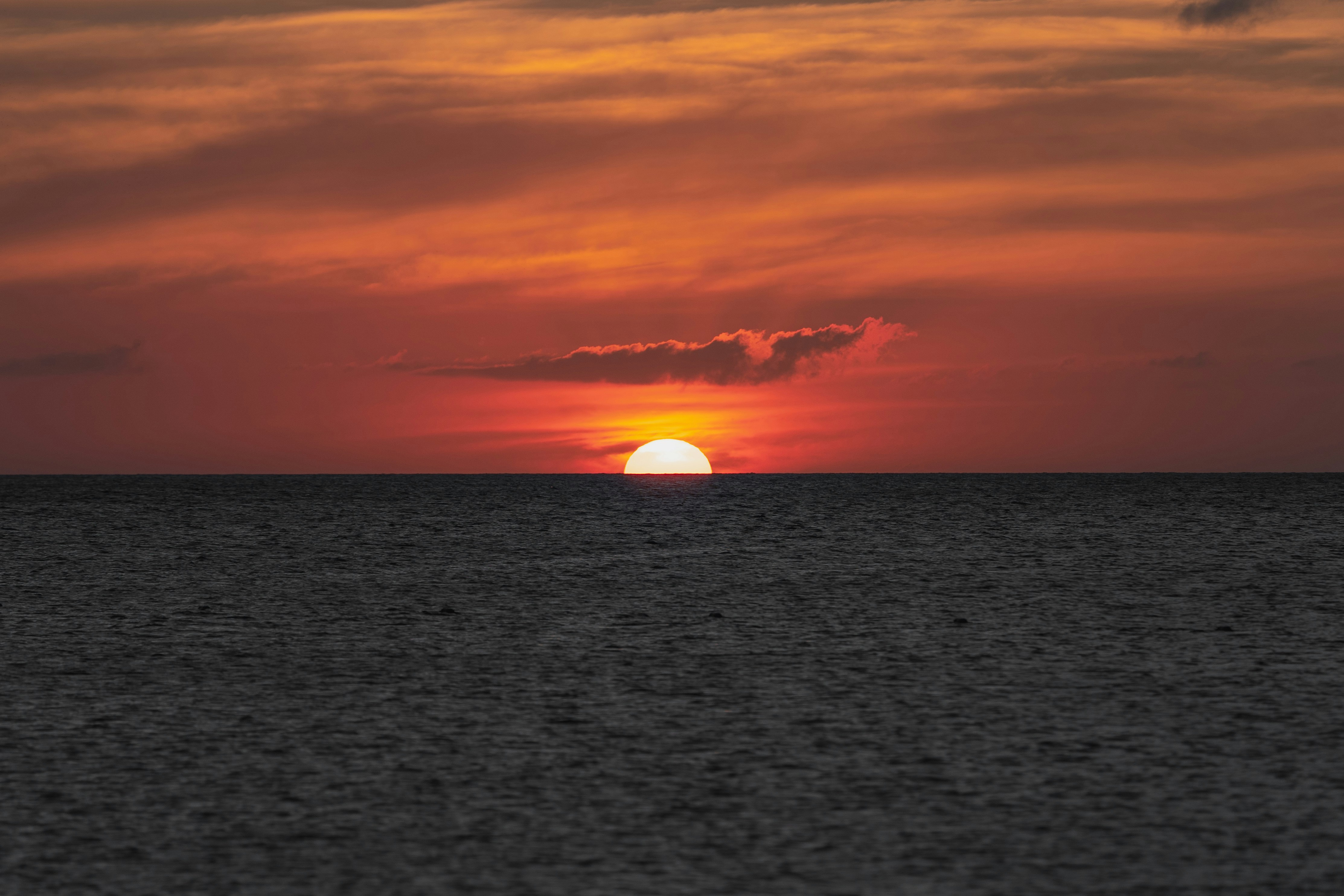 body of water during sunset