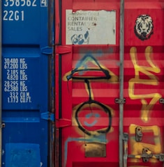 red and blue plastic storage boxes