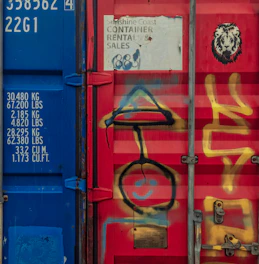 red and blue plastic storage boxes