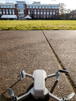 Close-up of a drone inspecting the facade of a tall building