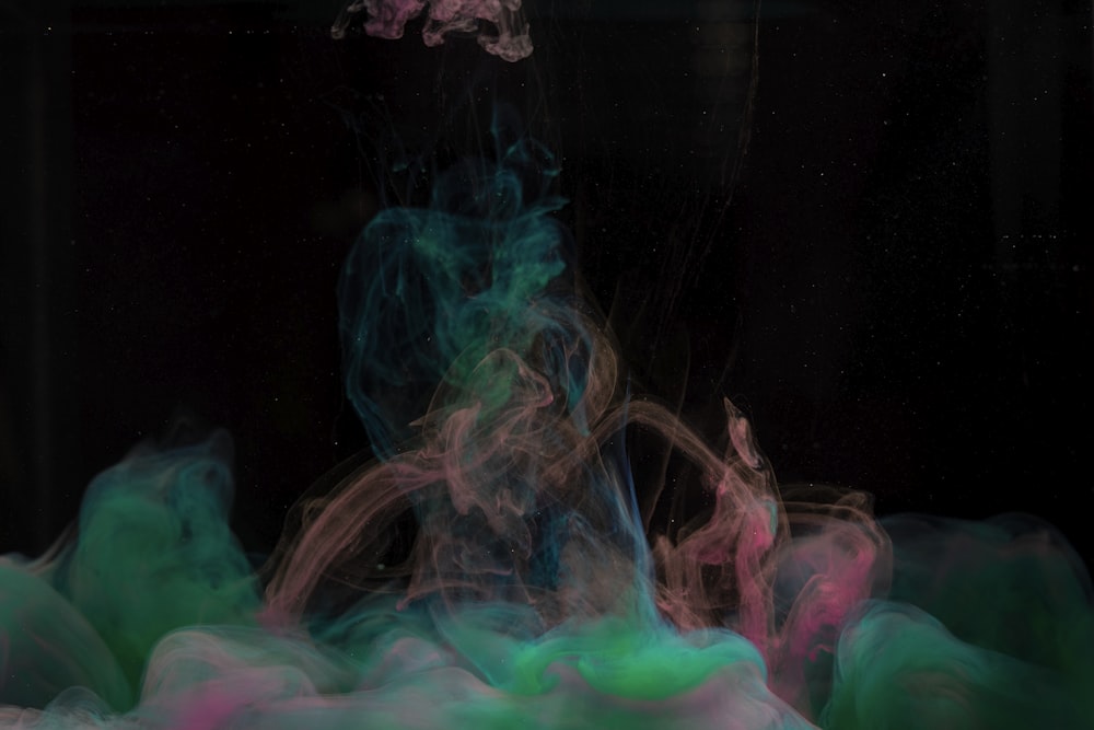 blue green and pink smoke