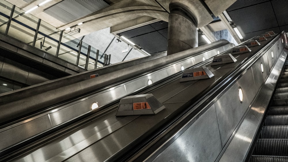 black escalator with no people