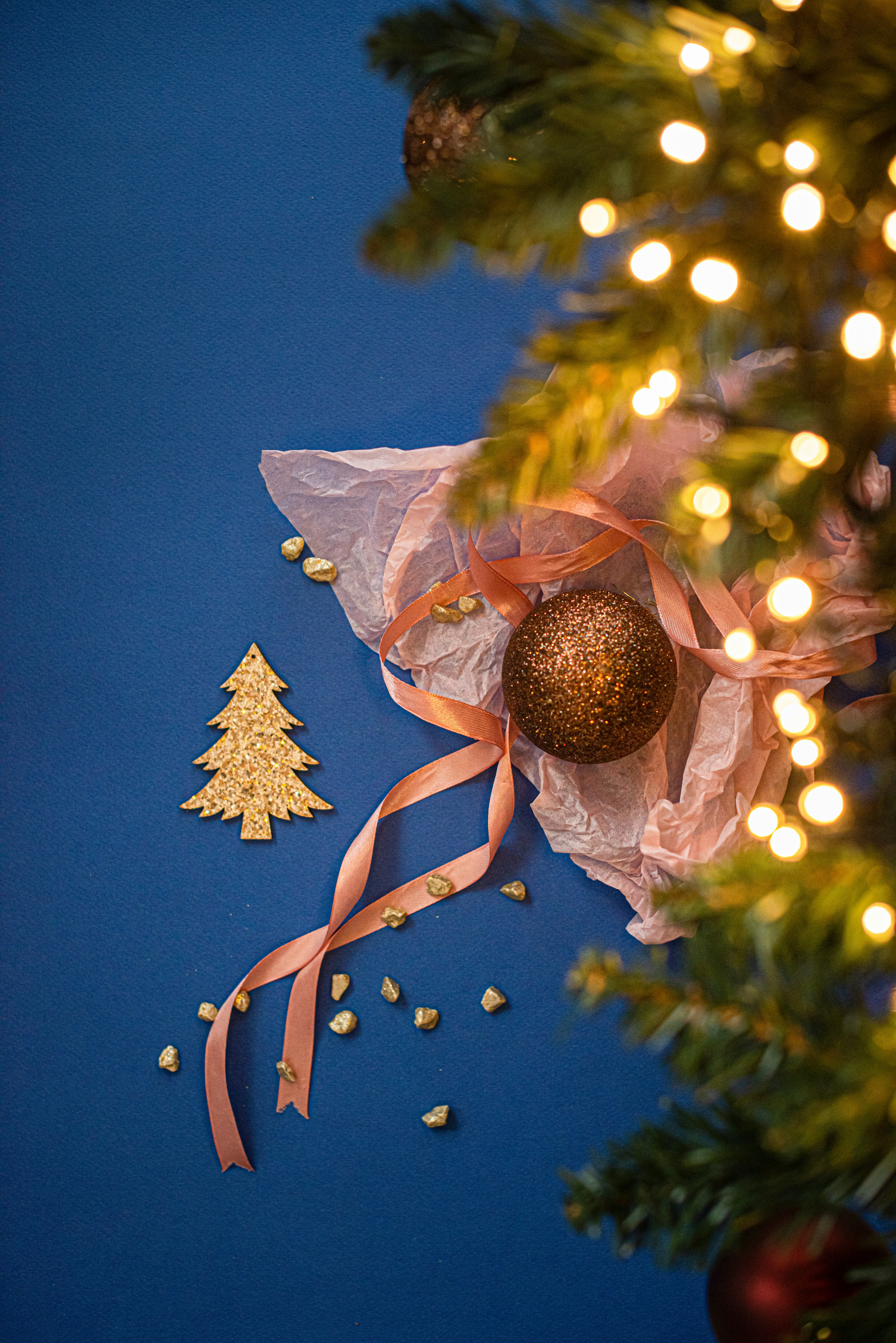 brown and white christmas baubles