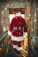 santa claus plush toy on brown wooden bench