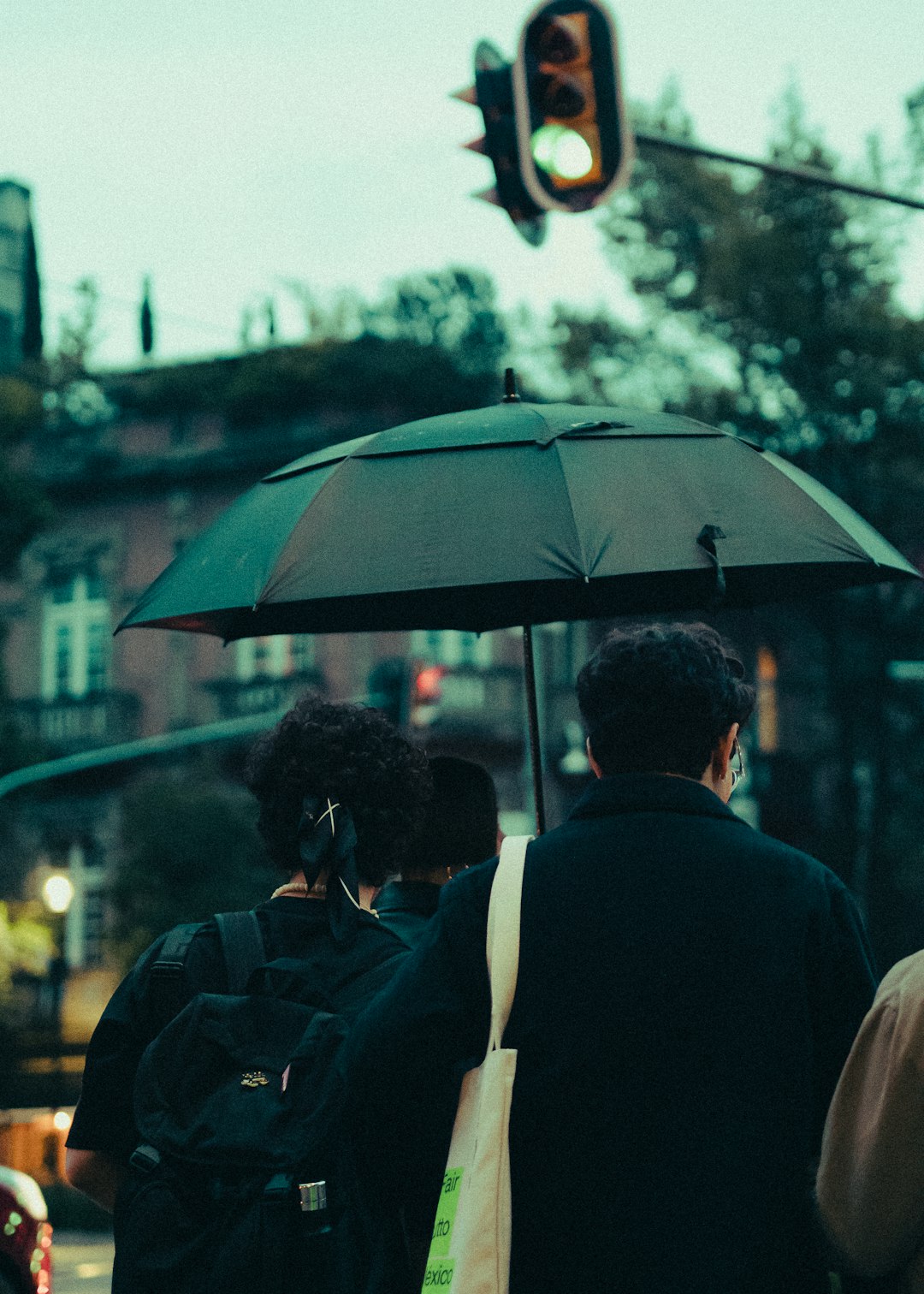 man in black jacket holding umbrella