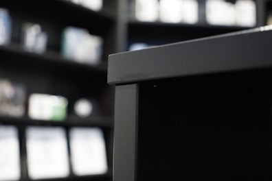 Close-up of stainless steel shelves with clean lines and polished finish